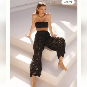 Anthropologie Solid And Striped The Delaney Eyelet Pants Black Cotton Size Large